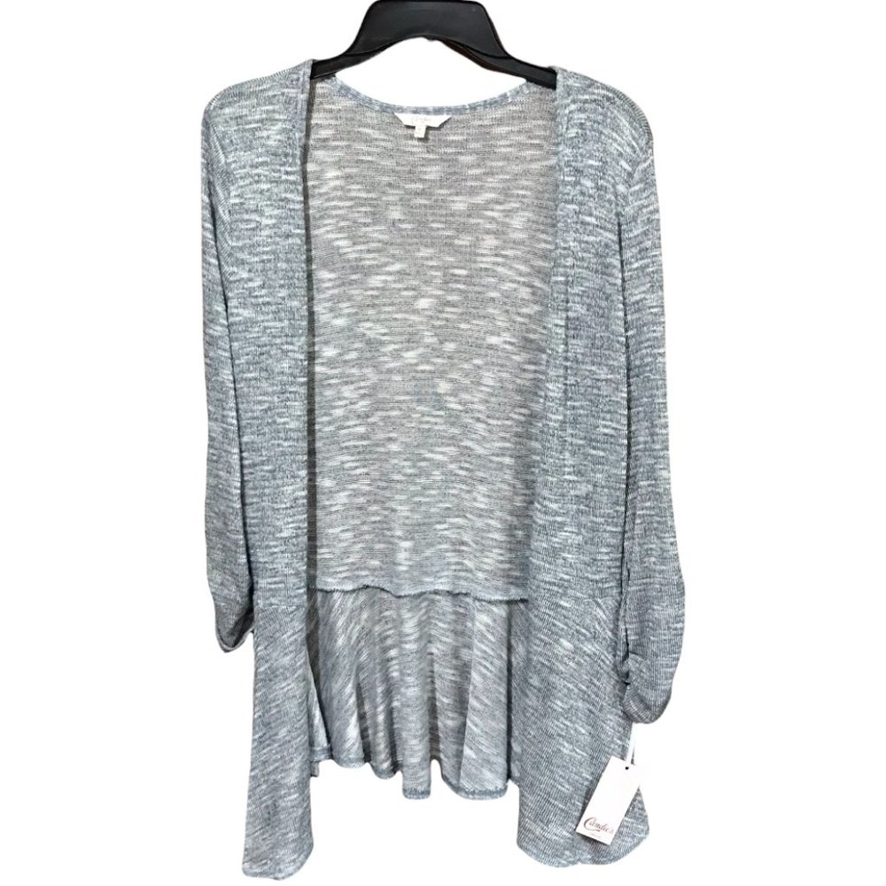 Candie's Women Draping Peplum Light Cardigan, True Navy, X-Large